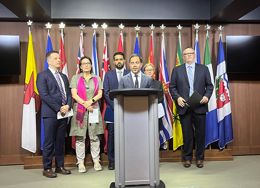 Danny Glenwright (far left) and Canadian Humanitarian Agencies Call for Action on Gaza.